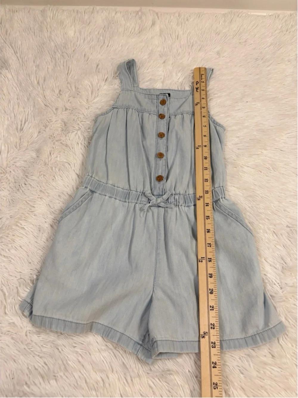 Gap girls sleeveless chambray Romper‎ with Button Front light blue